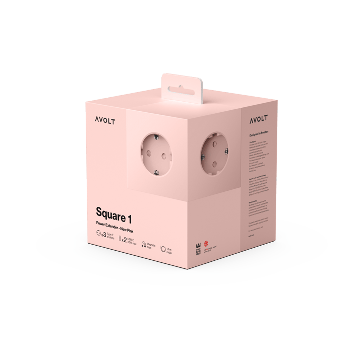 Square 1 socket USB-C 30W 1.8 m, New 粉色 Avolt