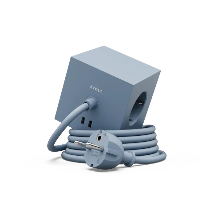 Square 1 插排 USB-C 30W 3m - Shark 蓝色 - Avolt