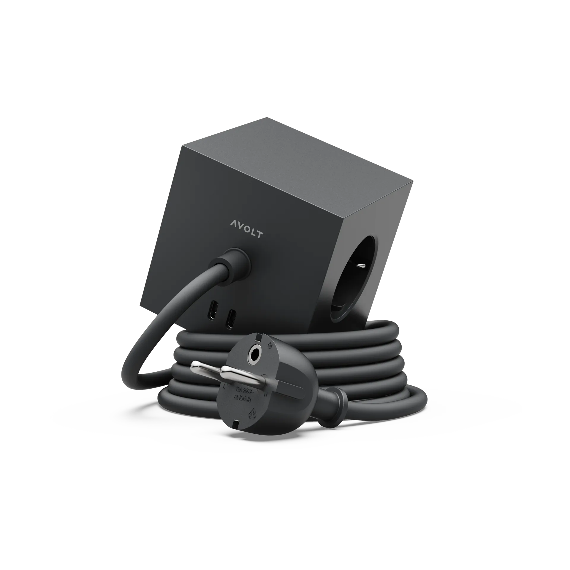 Square 1 插排 USB-C 30W 3m, 斯德哥尔摩黑 Avolt