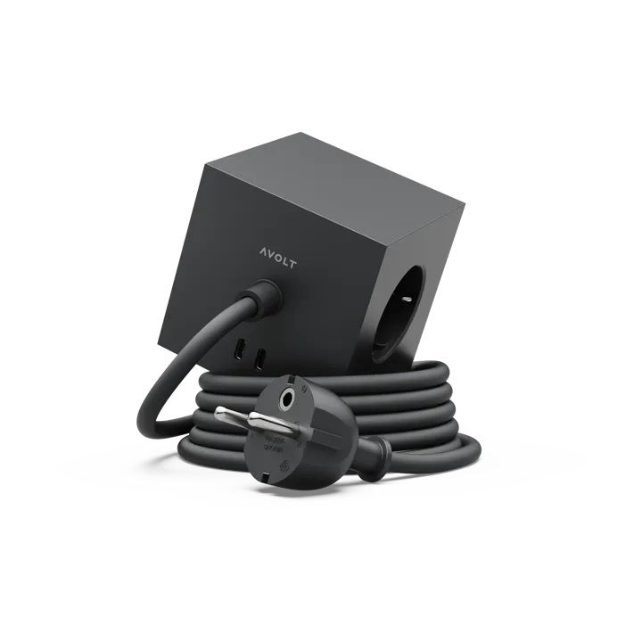 Square 1 插排 USB-C 30W 3m - 斯德哥尔摩黑 - Avolt