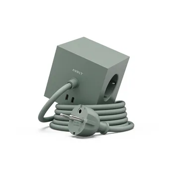 Square 1 插排 USB-C 30W 3m - 橡木绿 - Avolt