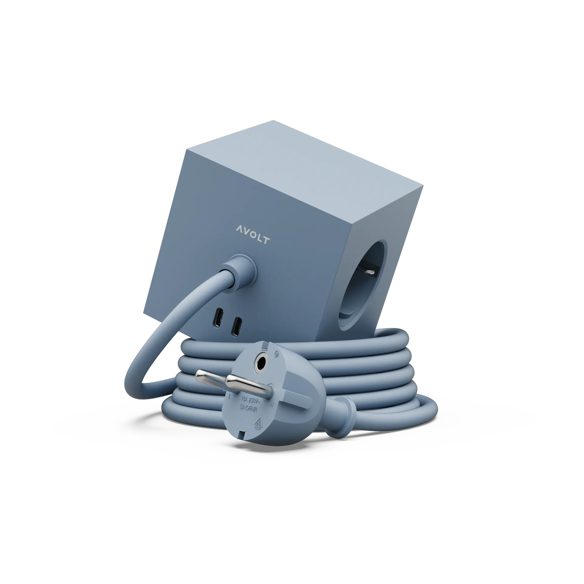Square 1 插排 USB-C 30W 3m, 鲨鱼蓝 Avolt