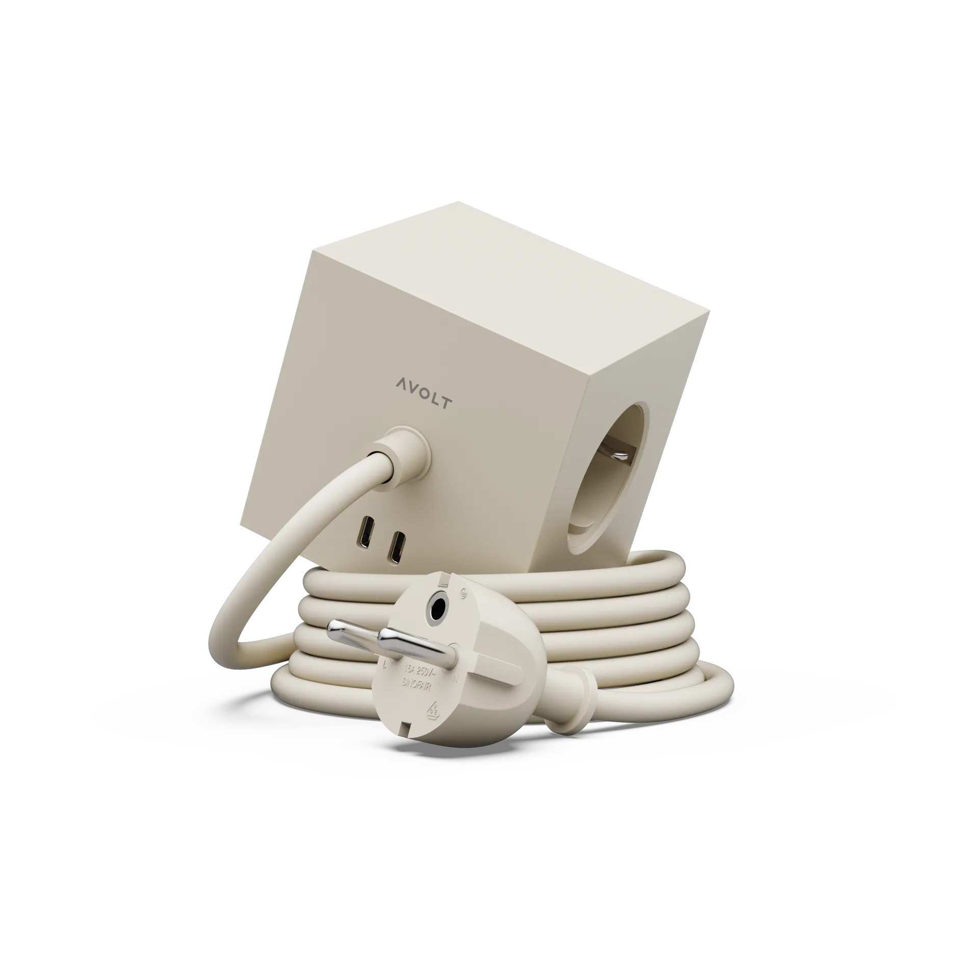 Square 1 插排 USB-C 30W 3m, 游牧沙色 Avolt