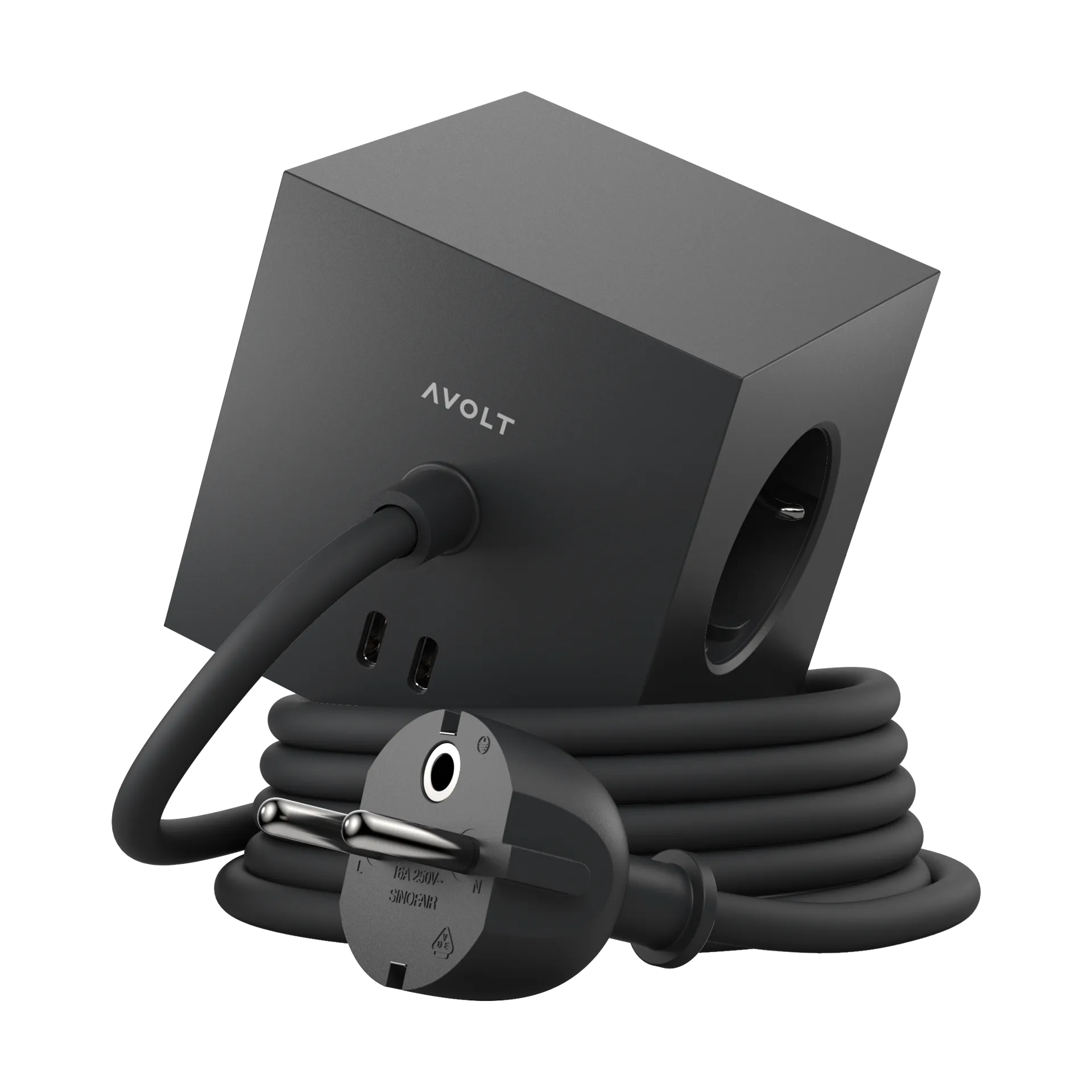 Square 1带30W USB-C插座1.8m, 斯德哥尔摩黑 Avolt