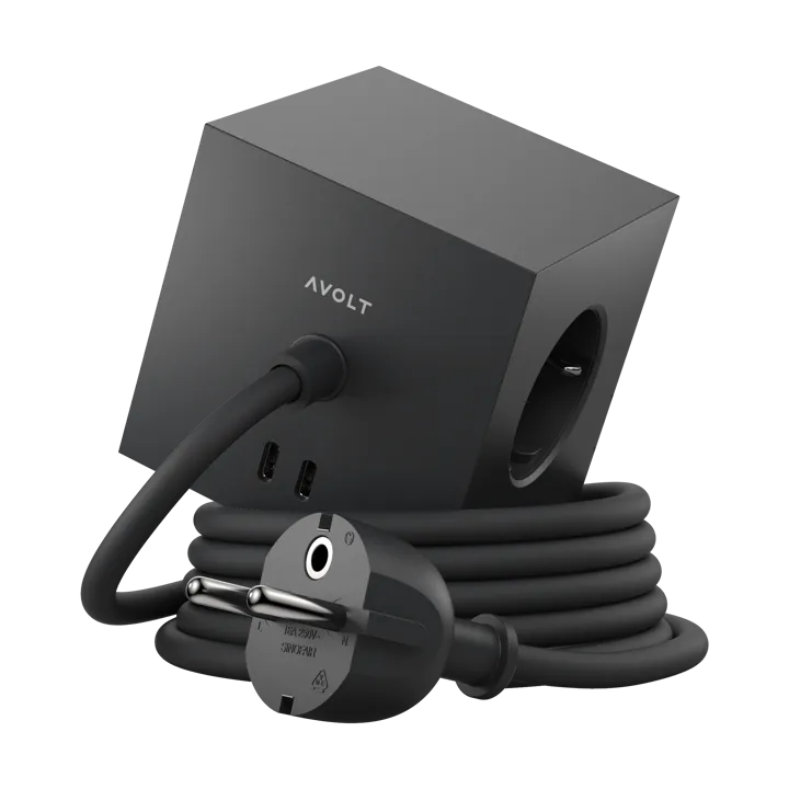 Square 1带30W USB-C插座1.8m - 斯德哥尔摩黑 - Avolt