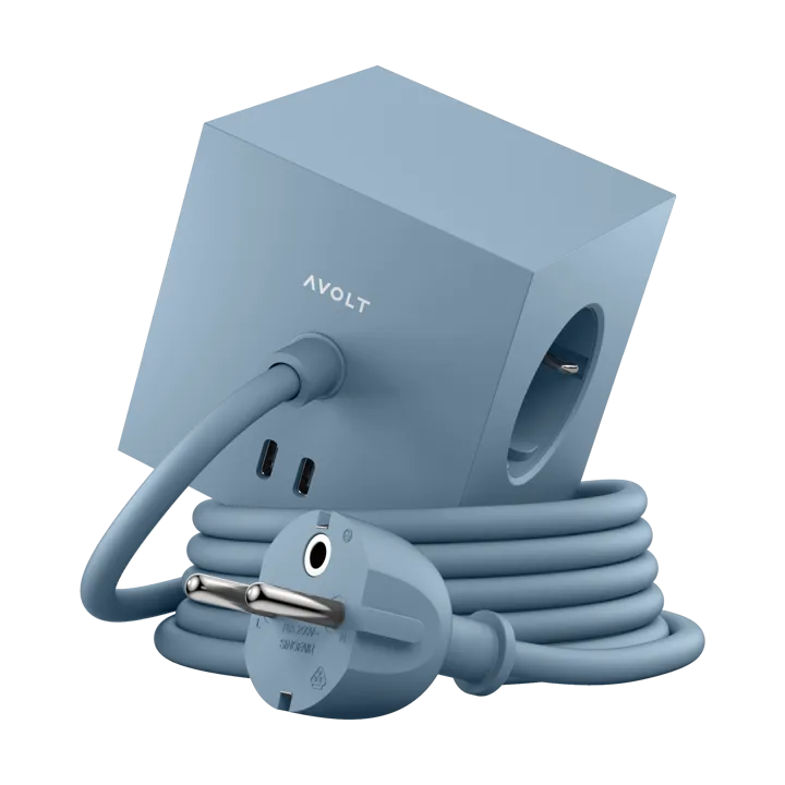 Square 1带30W USB-C插座1.8m - 鲨鱼蓝 - Avolt