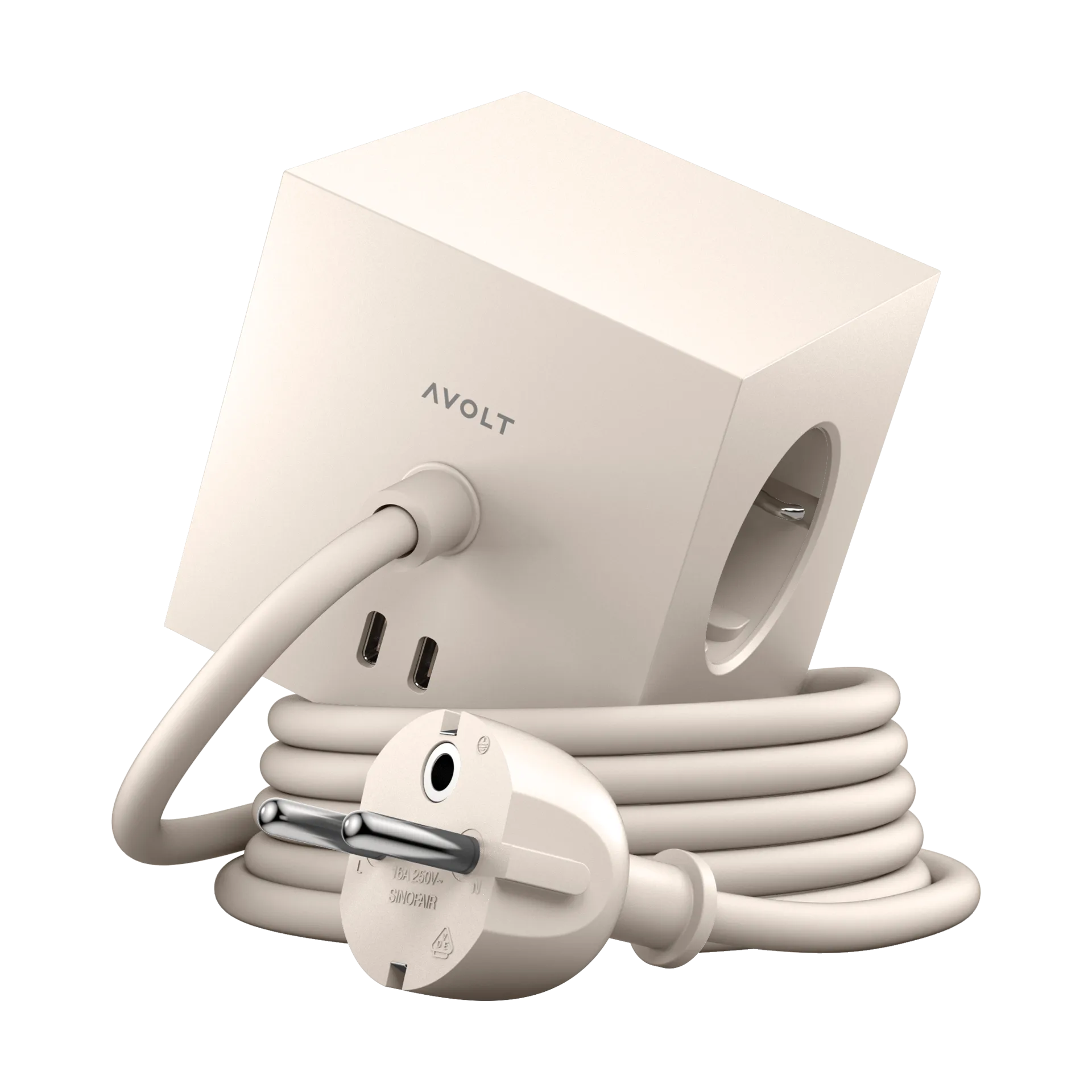 Square 1带30W USB-C插座1.8m, 游牧沙色 Avolt