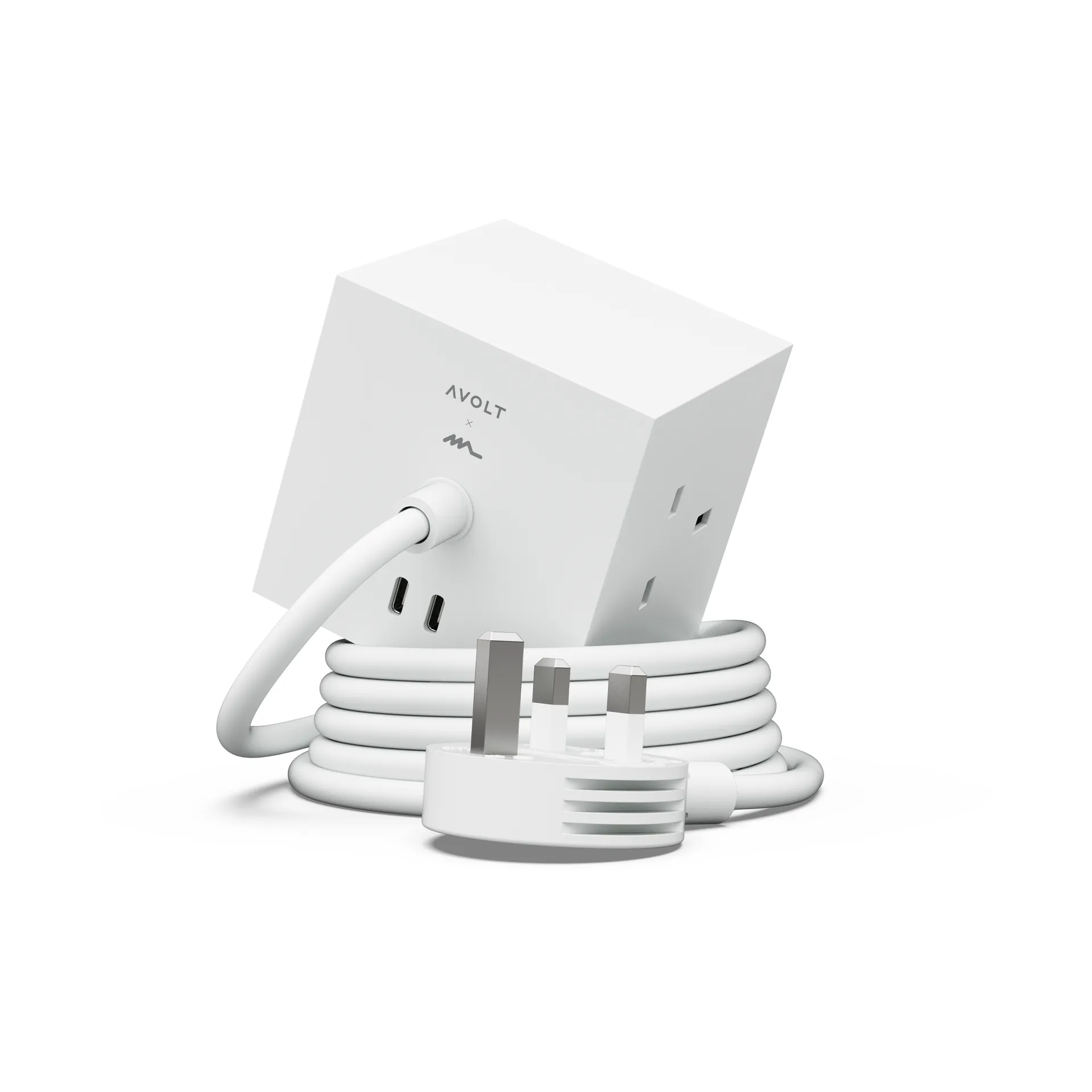 Square 1英规USB-C快充电源插座30W1.8米, 白色Martinelli Luce特别版 Avolt
