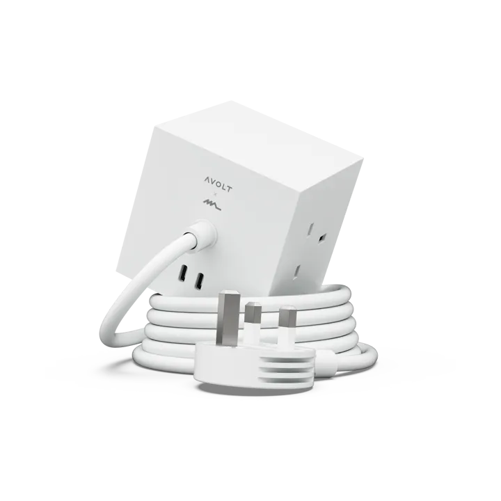 Square 1英规USB-C快充电源插座30W1.8米 - 白色Martinelli Luce特别版 - Avolt
