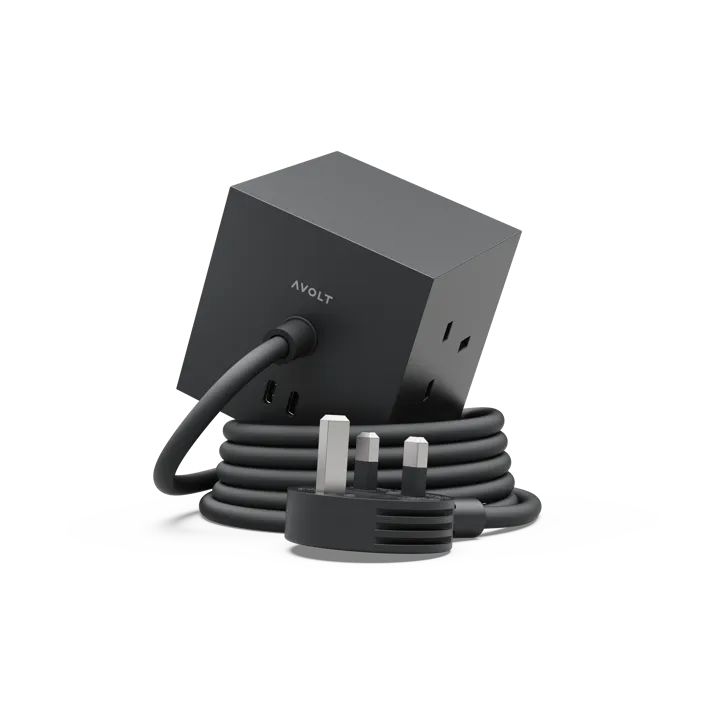 Square 1英规USB-C快充电源插座30W1.8米 - 斯德哥尔摩黑色 - Avolt