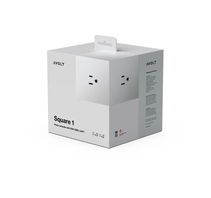 Square 1英规USB-C快充电源插座30W1.8米 - 哥特兰灰色 - Avolt