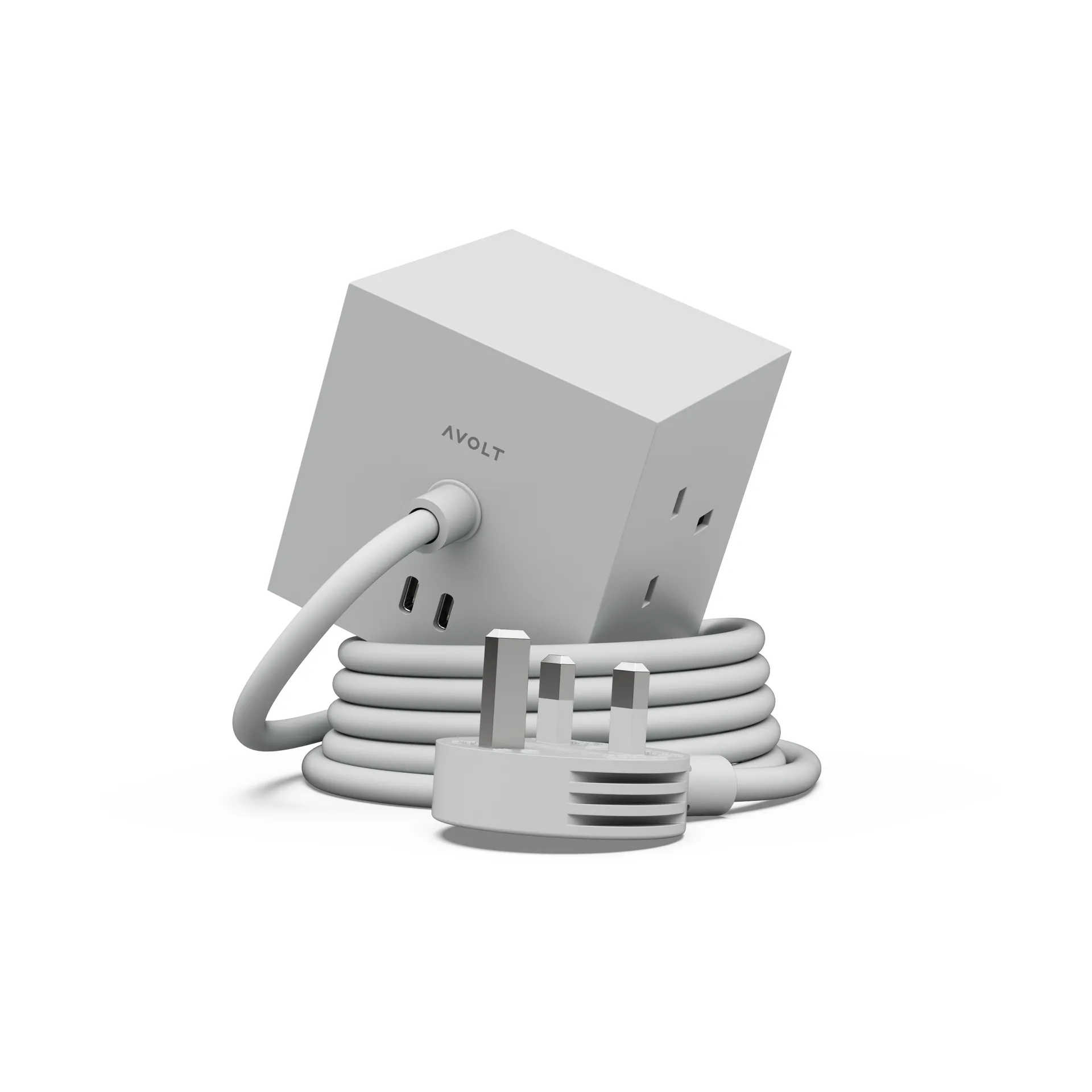 Square 1英规USB-C快充电源插座30W1.8米, 哥特兰灰色 Avolt