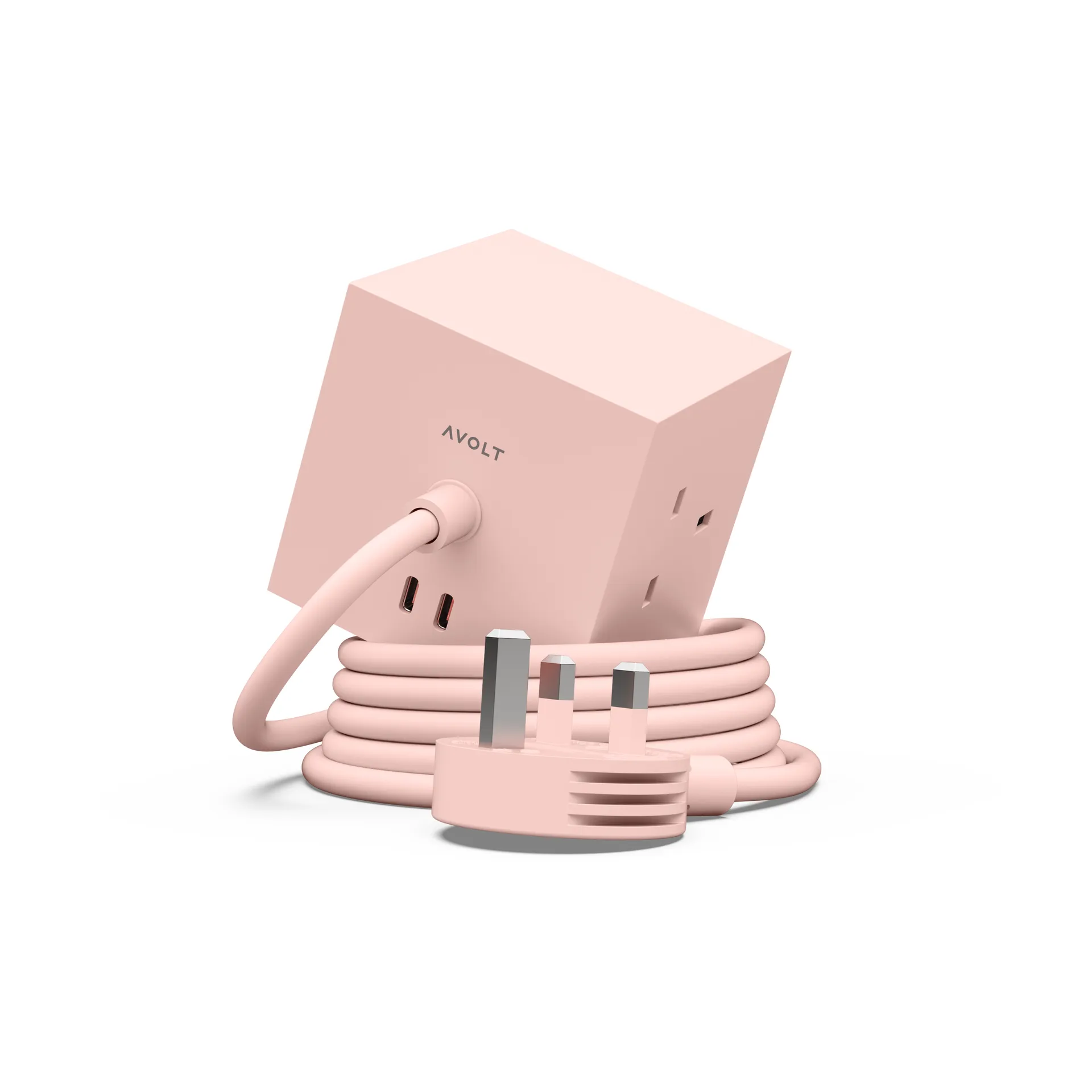 Square 1英规USB-C快充电源插座30W1.8米, 新粉色 Avolt