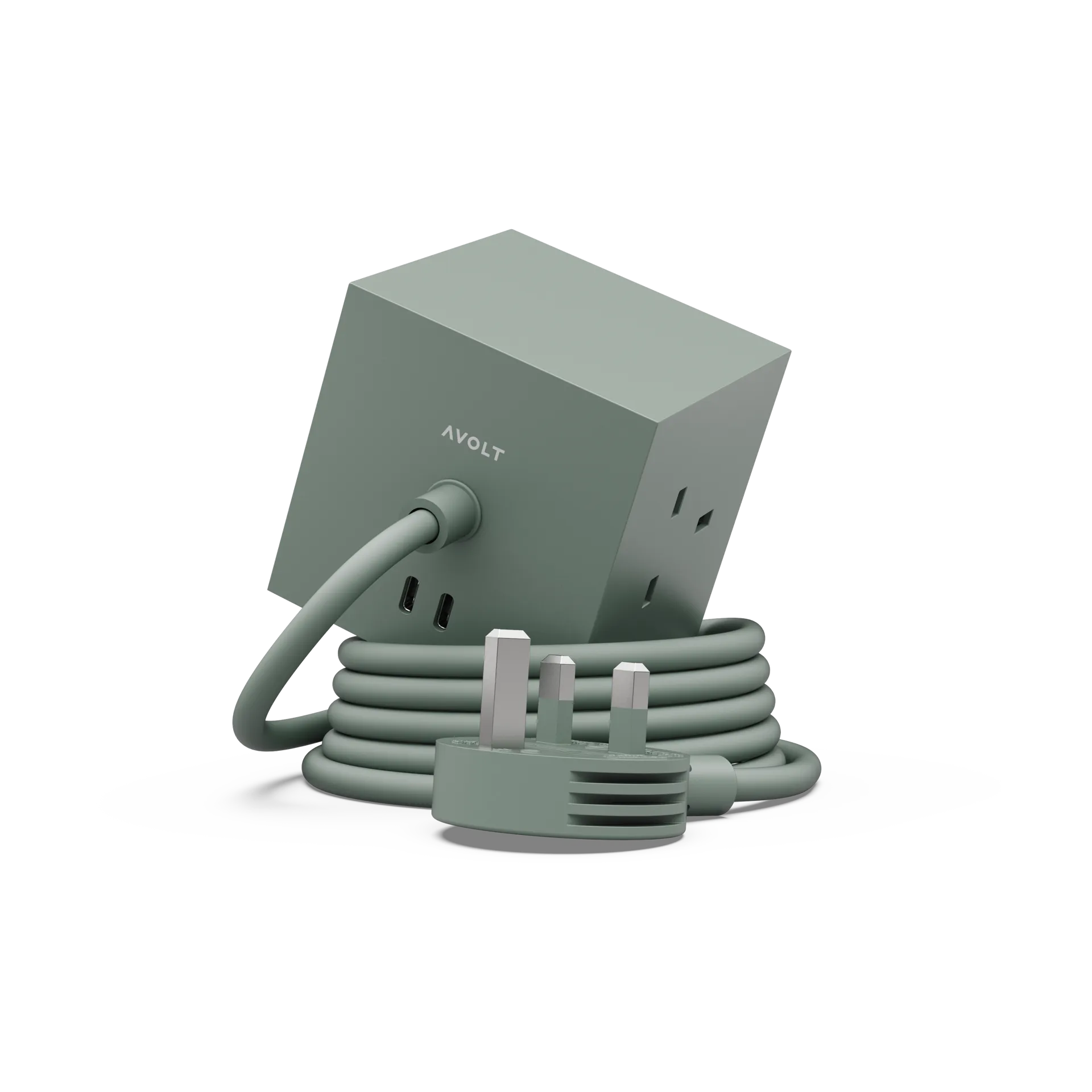 Square 1英规USB-C快充电源插座30W1.8米, 橡木绿色 Avolt