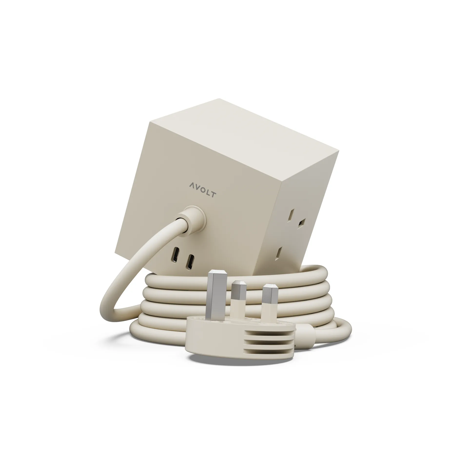Square 1英规USB-C快充电源插座30W1.8米, 游牧沙色 Avolt