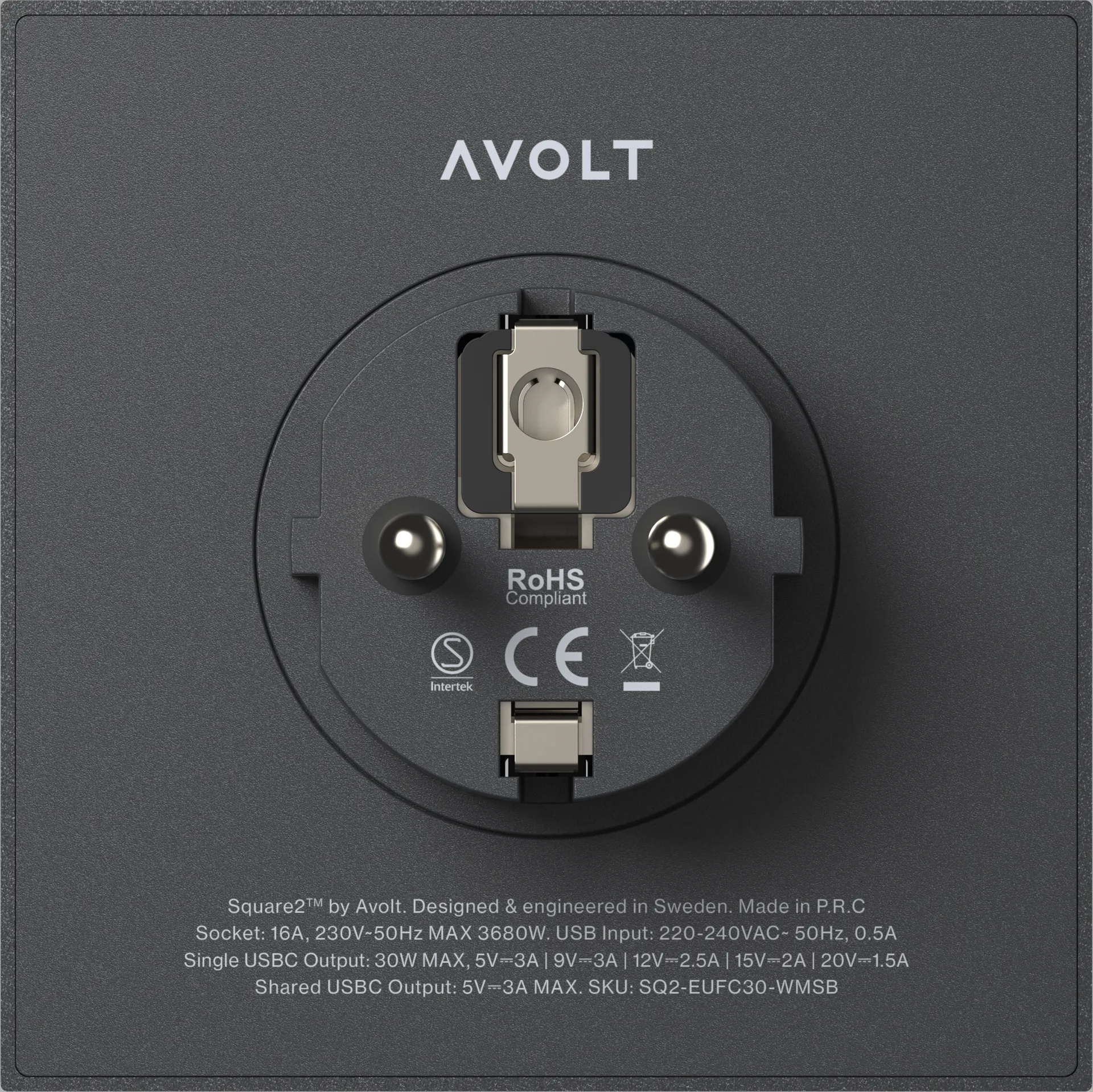 Square 2插座, 斯德哥尔摩黑色 Avolt
