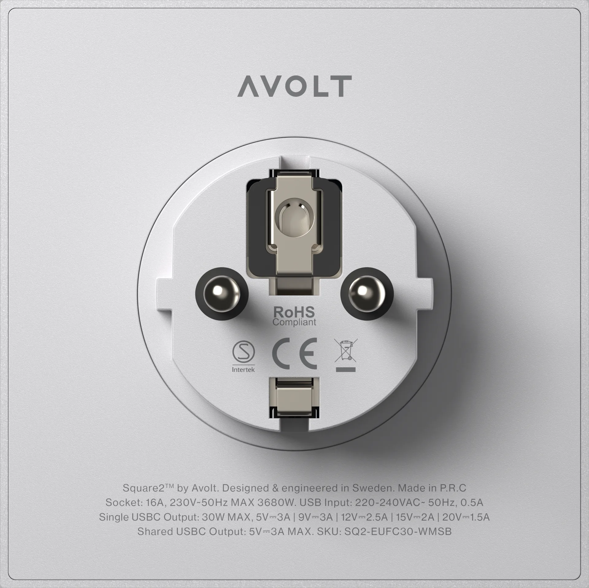 Square 2插座, 哥特兰灰色 Avolt