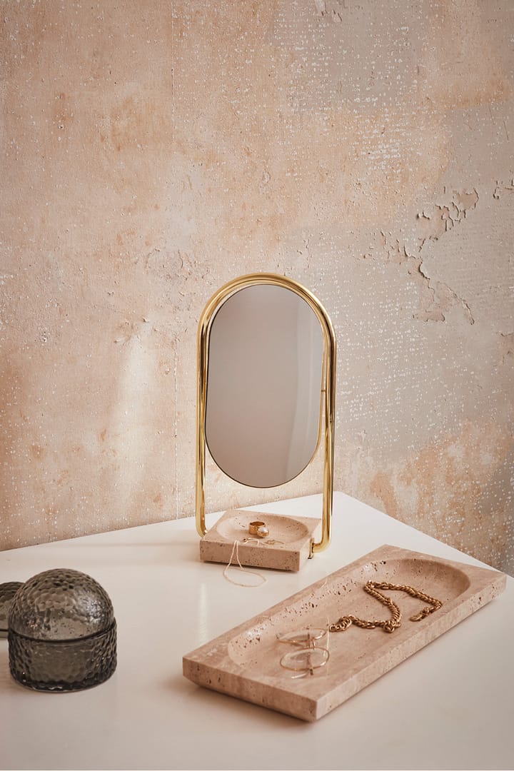 ANGUI 桌面镜 17.2x35 cm, Gold/travertine AYTM