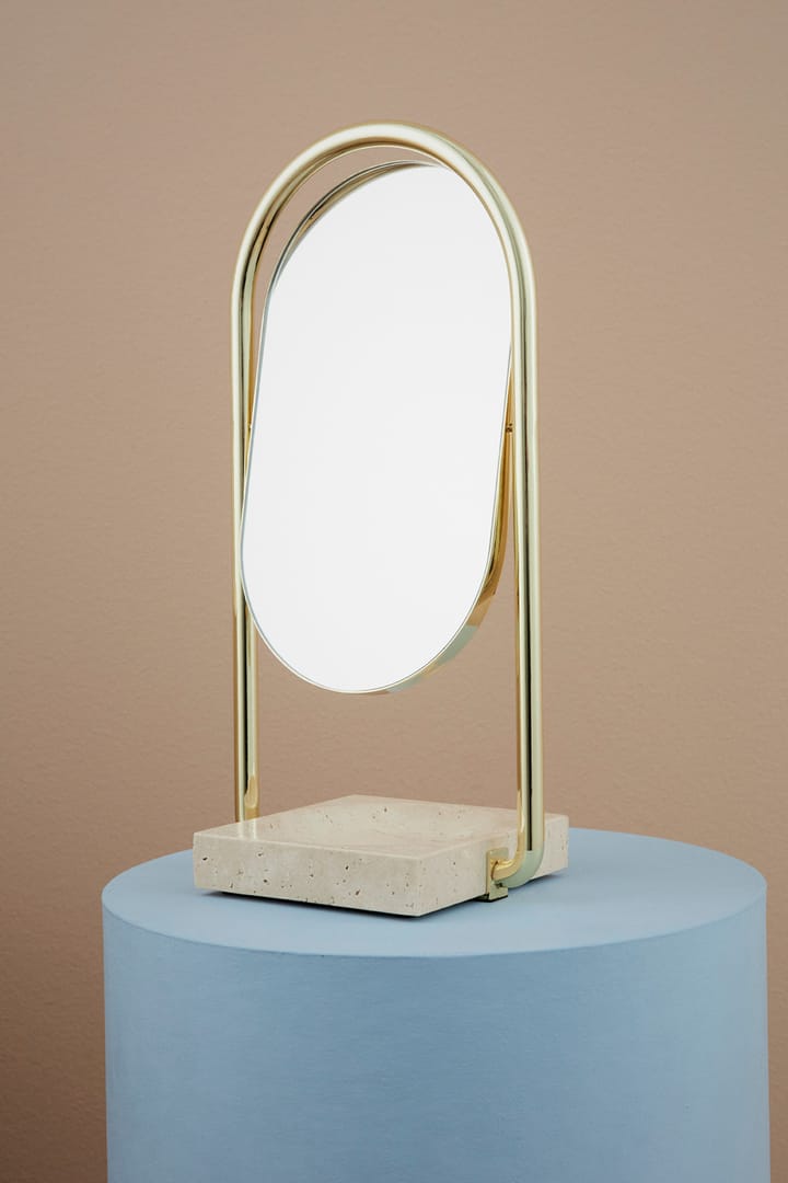 ANGUI 桌面镜 17.2x35 cm, Gold/travertine AYTM
