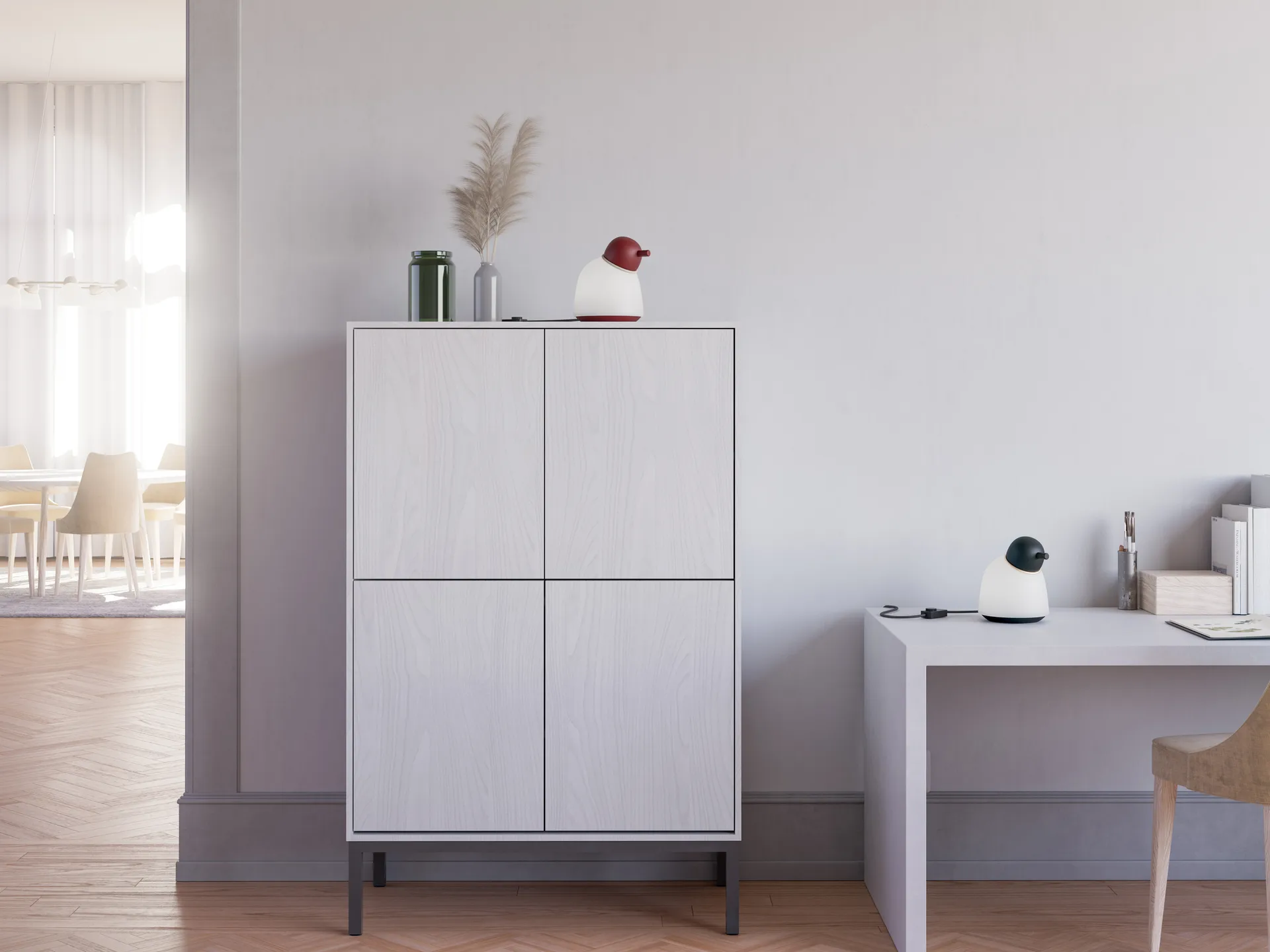 Bird 台灯 21.5 cm, 深红-沙色-蛋白石 玻璃 Belid