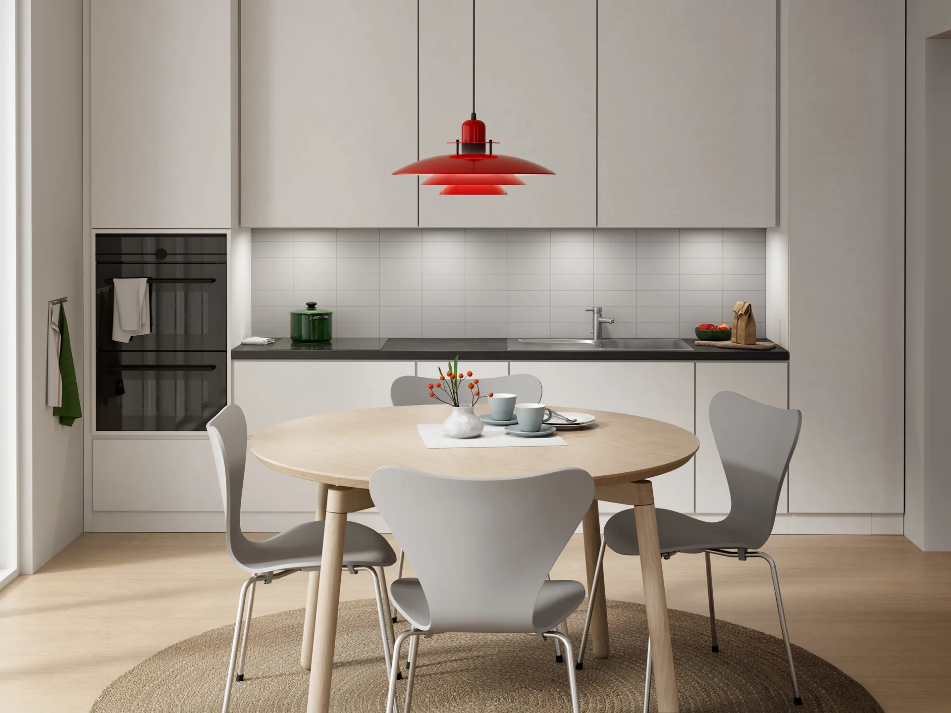 Primus 飞碟吊灯 43cm  , 抛光红色_哑光黑 Belid