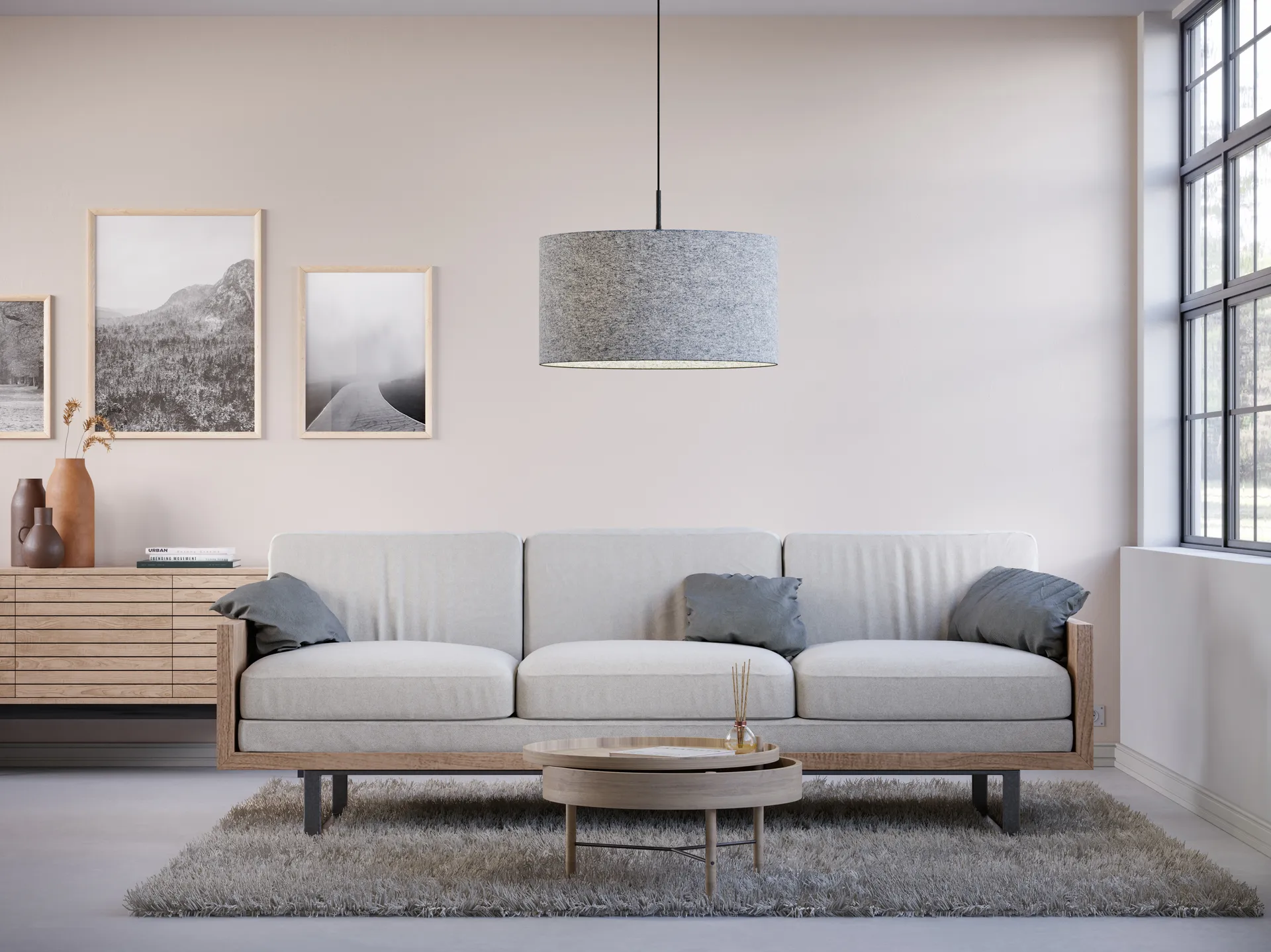 Soft 吊灯 Ø57 cm, 灰色 wool Belid