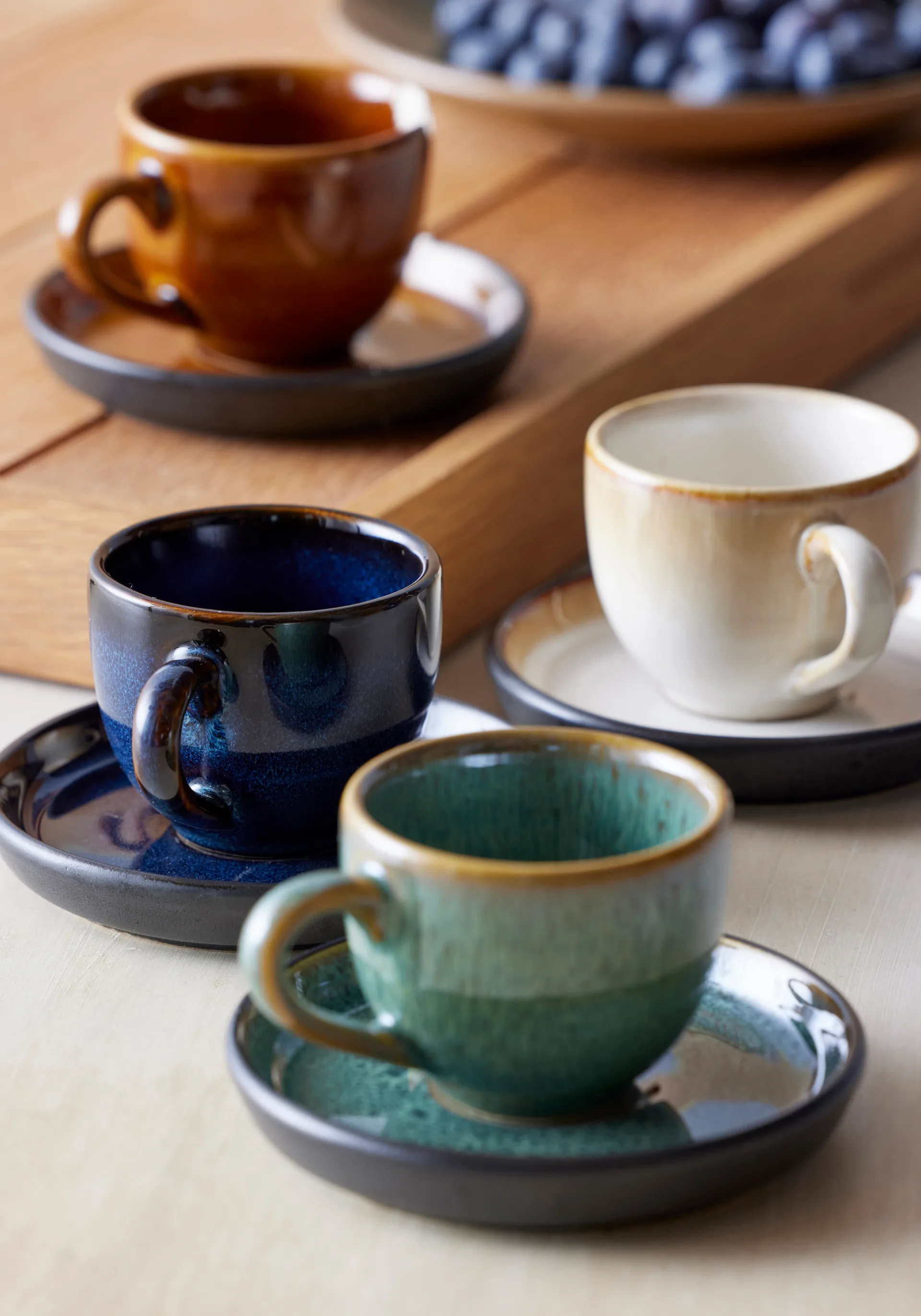 Bitz 浓缩咖啡杯和碟子 7 cl, Amber-黑色 Bitz