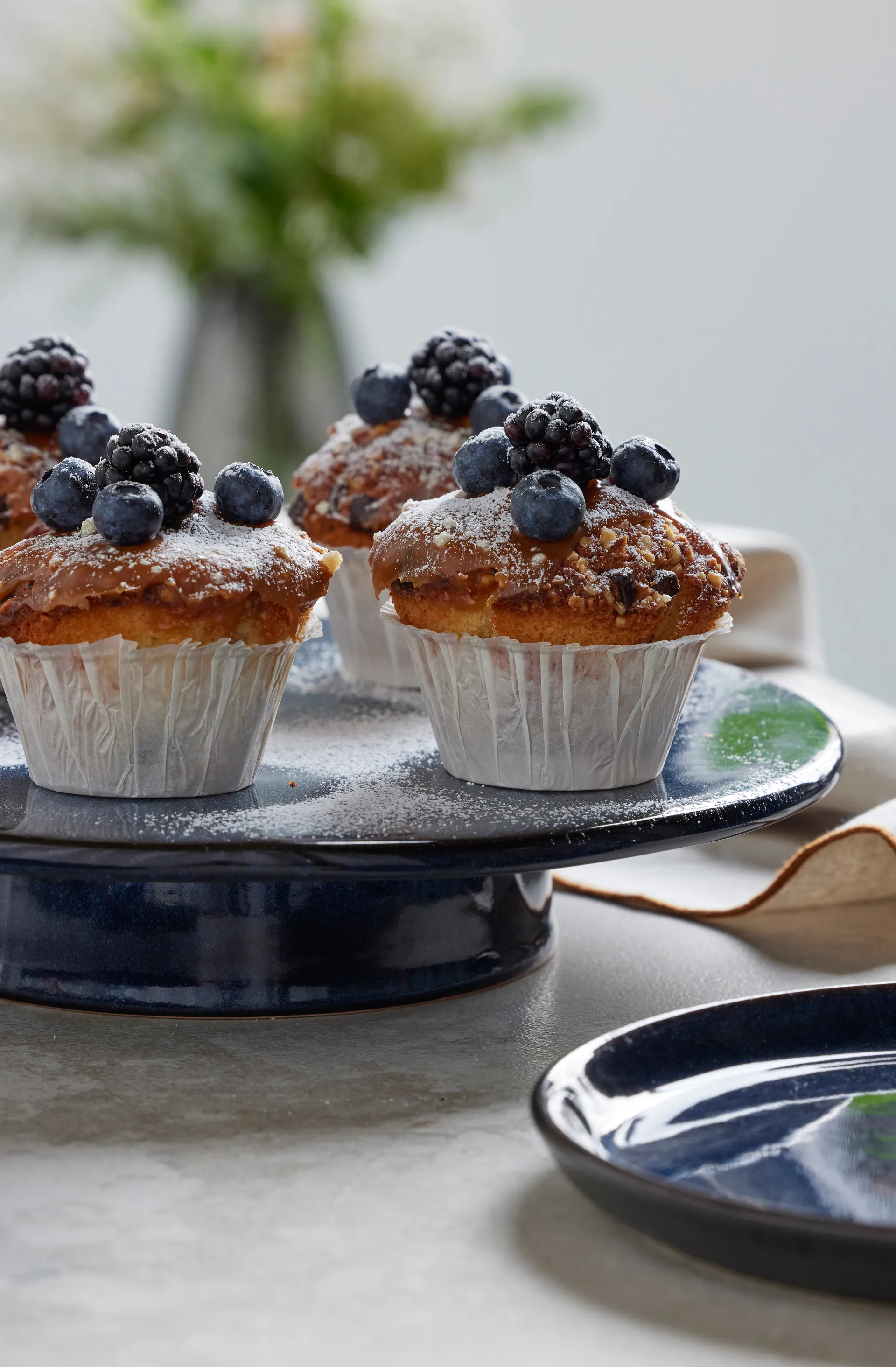 Bitz cake dish on foot Ø30 cm, Dark 蓝色 Bitz