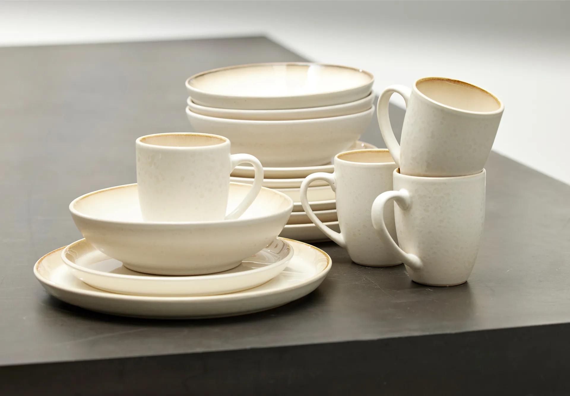 Bitz dinnerware 套装 16件, Cream 白色 Bitz