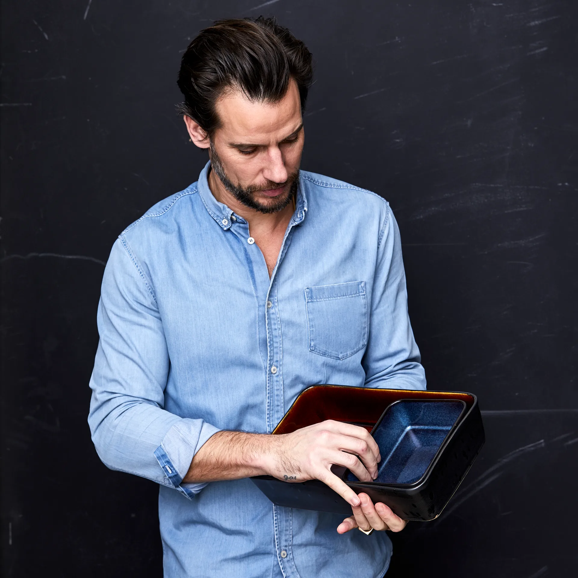 Bitz serving 盘子 black 19x14 cm, Dark 蓝色 Bitz