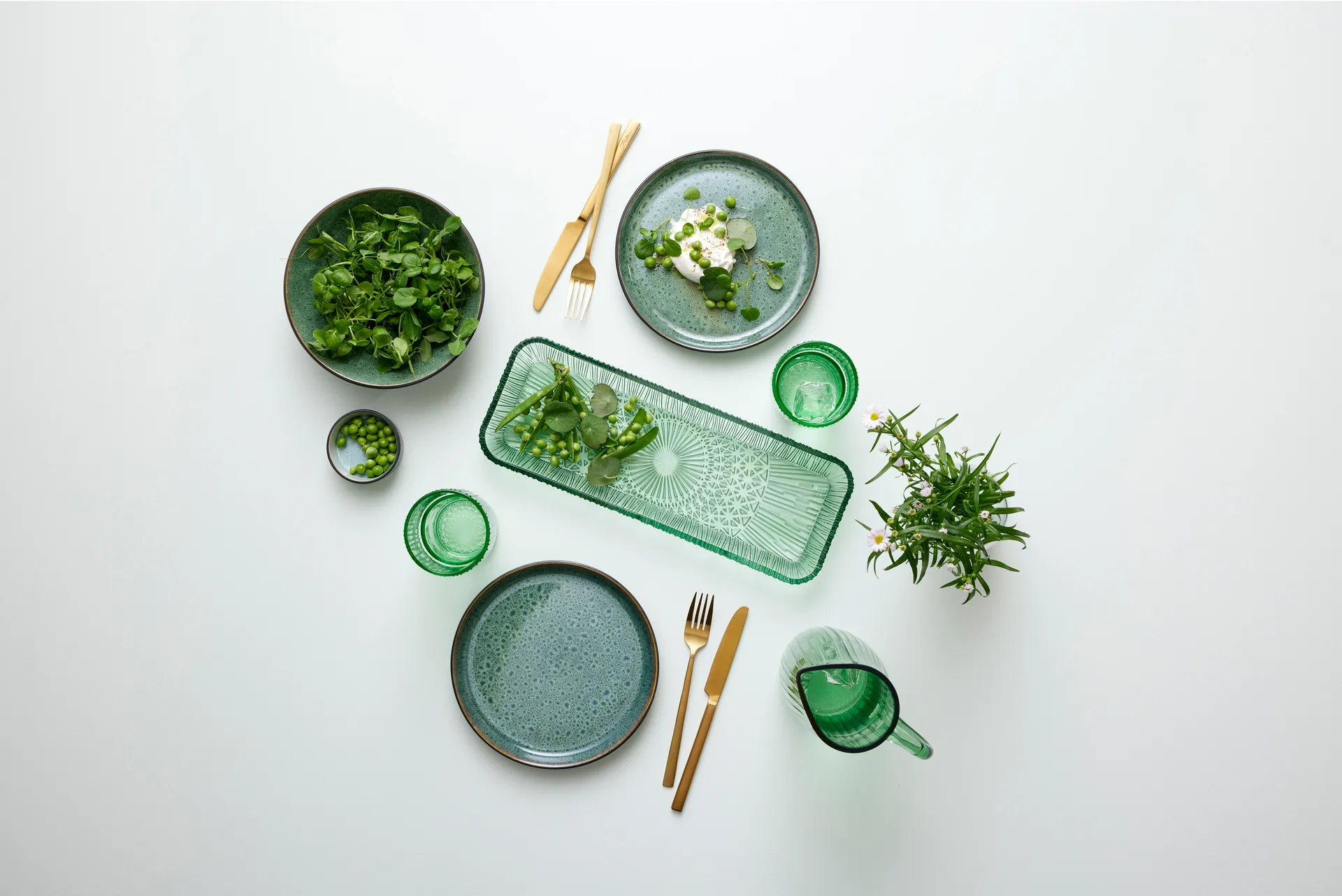 Kusintha servering 碟子 rectangular 14x38 cm, 绿色 Bitz