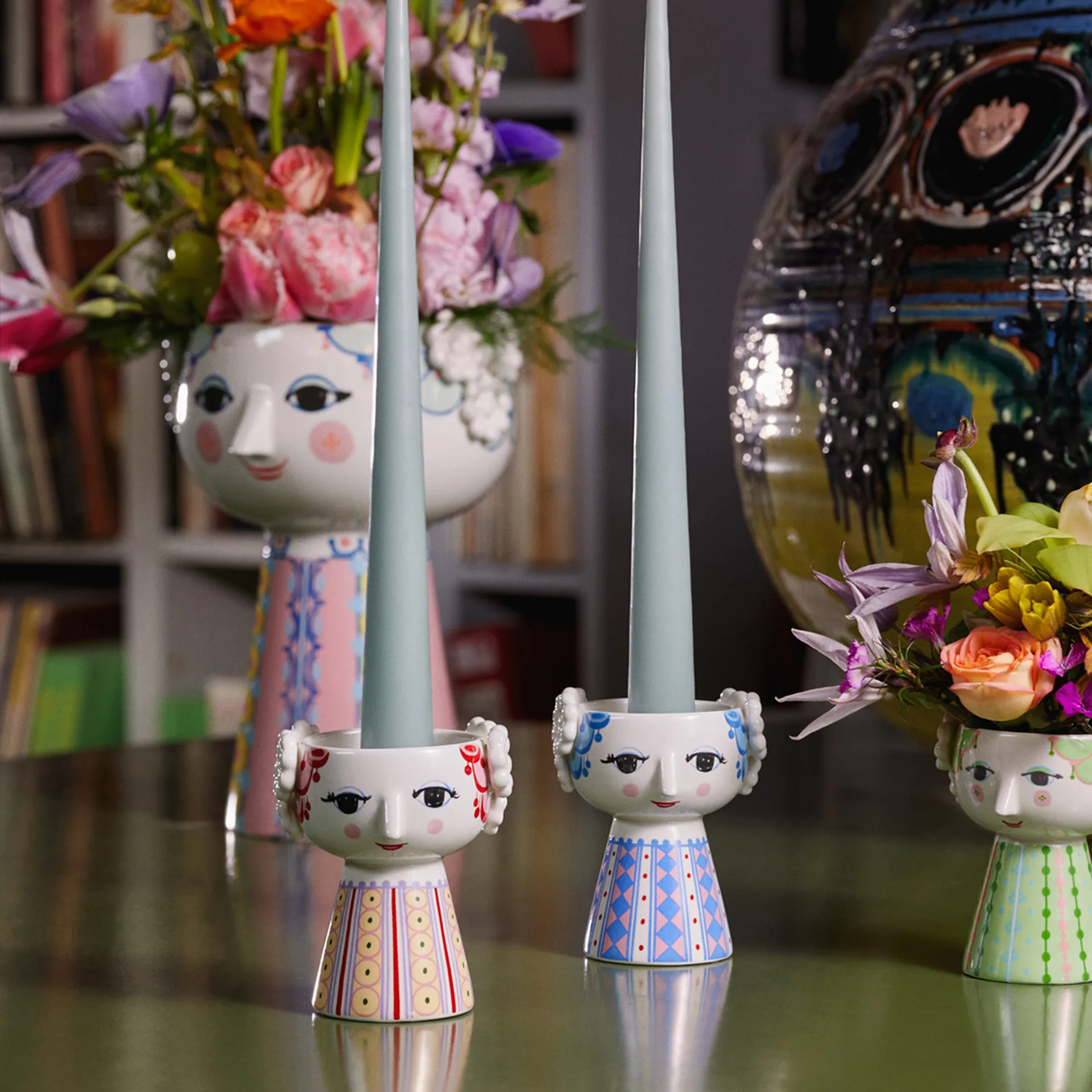 Eva 烛台 9,5 cm, Dark blue Bjørn Wiinblad