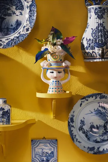 戴帽女士花瓶 H20.5cm - 蓝色 - Bjørn Wiinblad