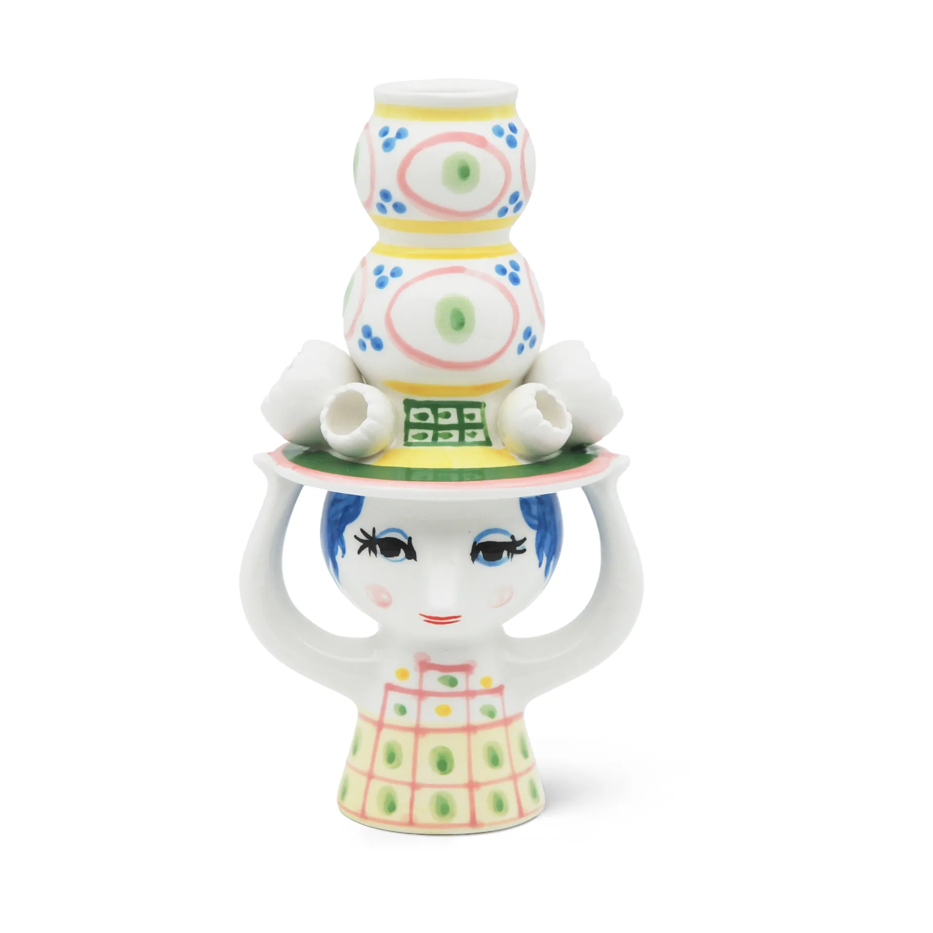 Lady with hat 烛台 H16 cm, 粉色 Bjørn Wiinblad