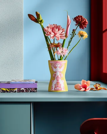 Nina 花瓶 - 黄色-粉色, 22 cm - Bjørn Wiinblad