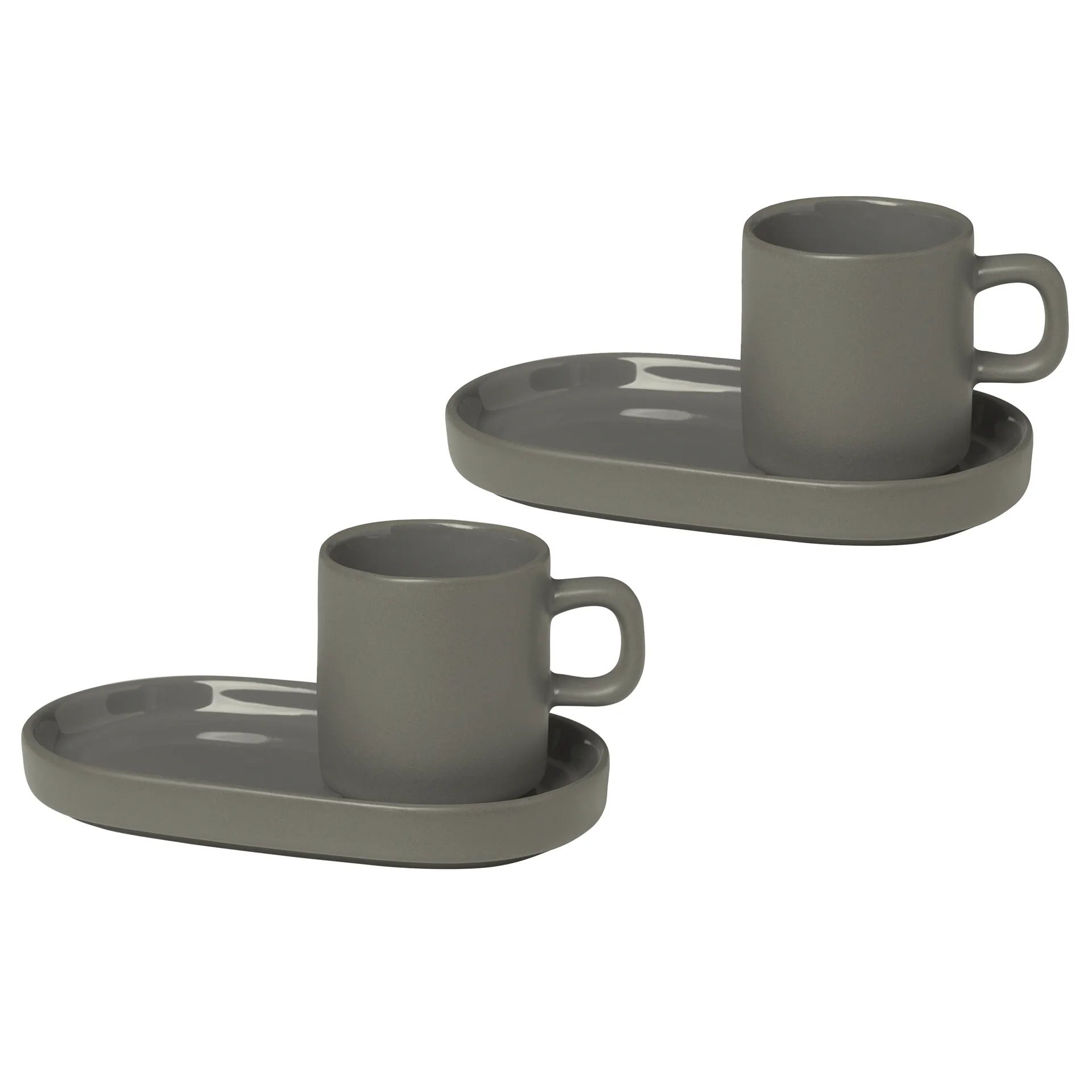 blomus Pilar系列浓缩咖啡杯碟套装（2套入）, Pewter blomus