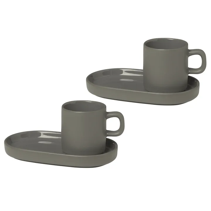 blomus Pilar系列浓缩咖啡杯碟套装（2套入） - Pewter - Blomus