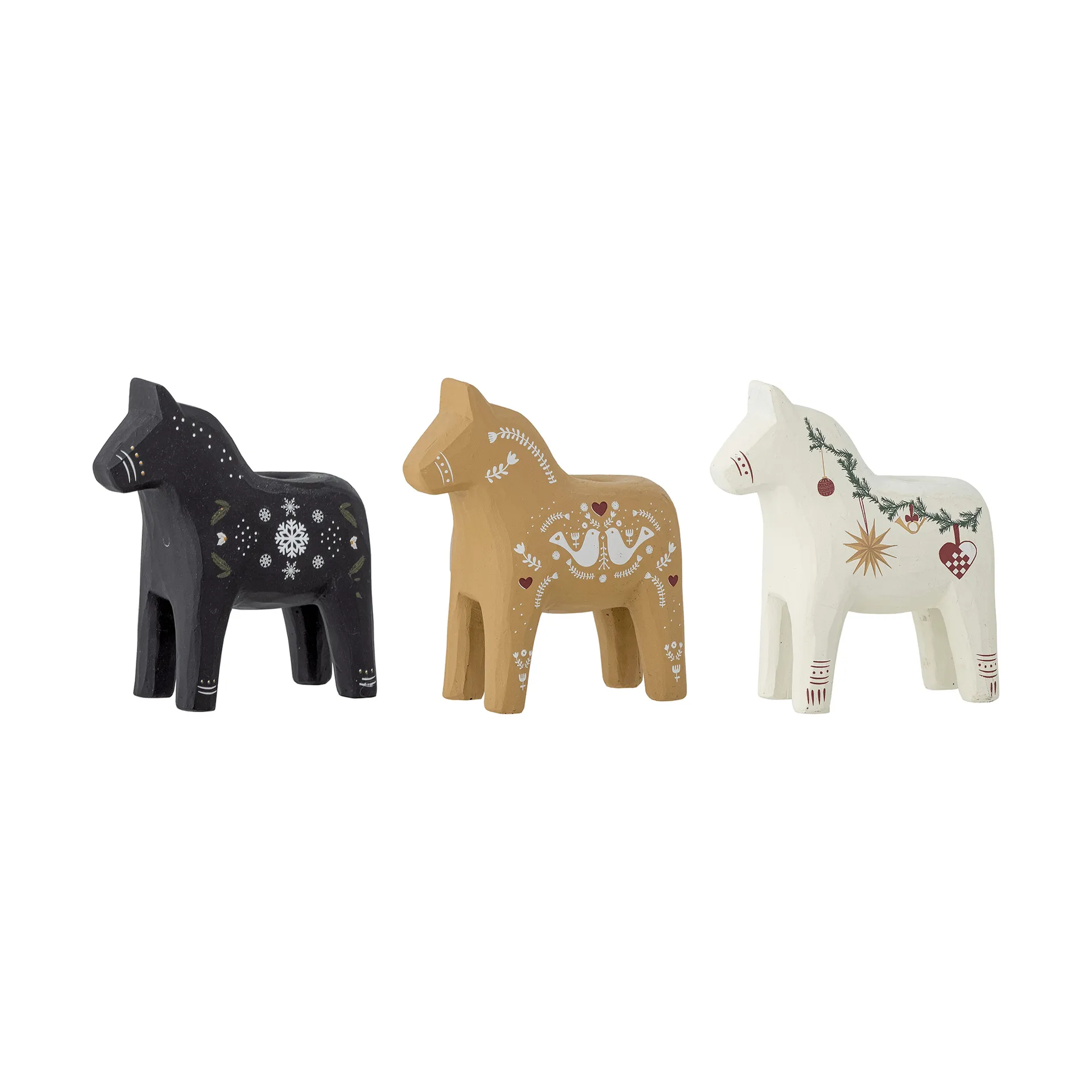 数字烛台, 黑色-棕色-白色，3件，10cm Bloomingville