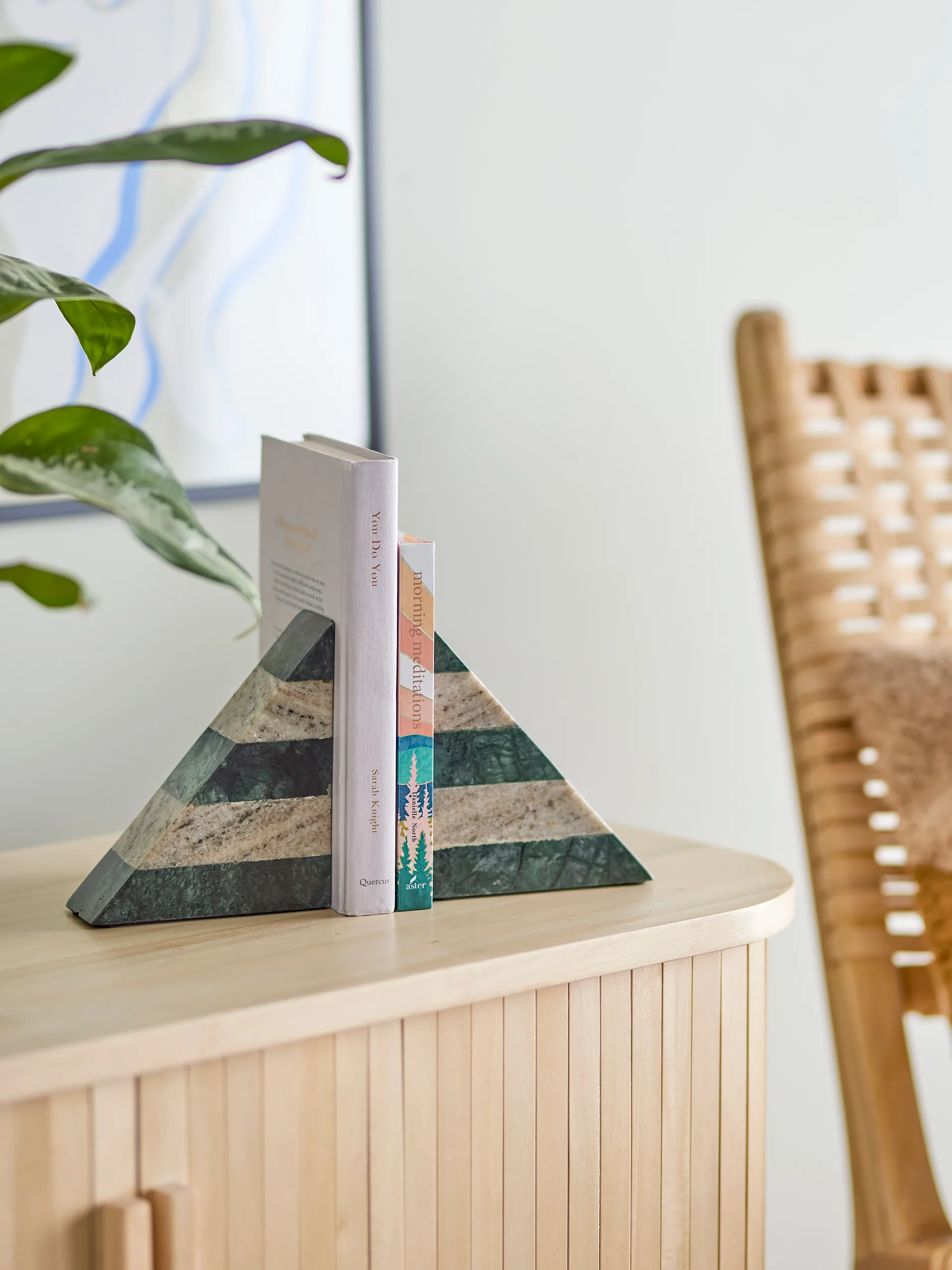 Abir book ends 两件套装, Green-white marble Bloomingville