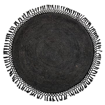 Bloomingville jute 地毯 with fringes Ø122 cm - 黑色 - Bloomingville