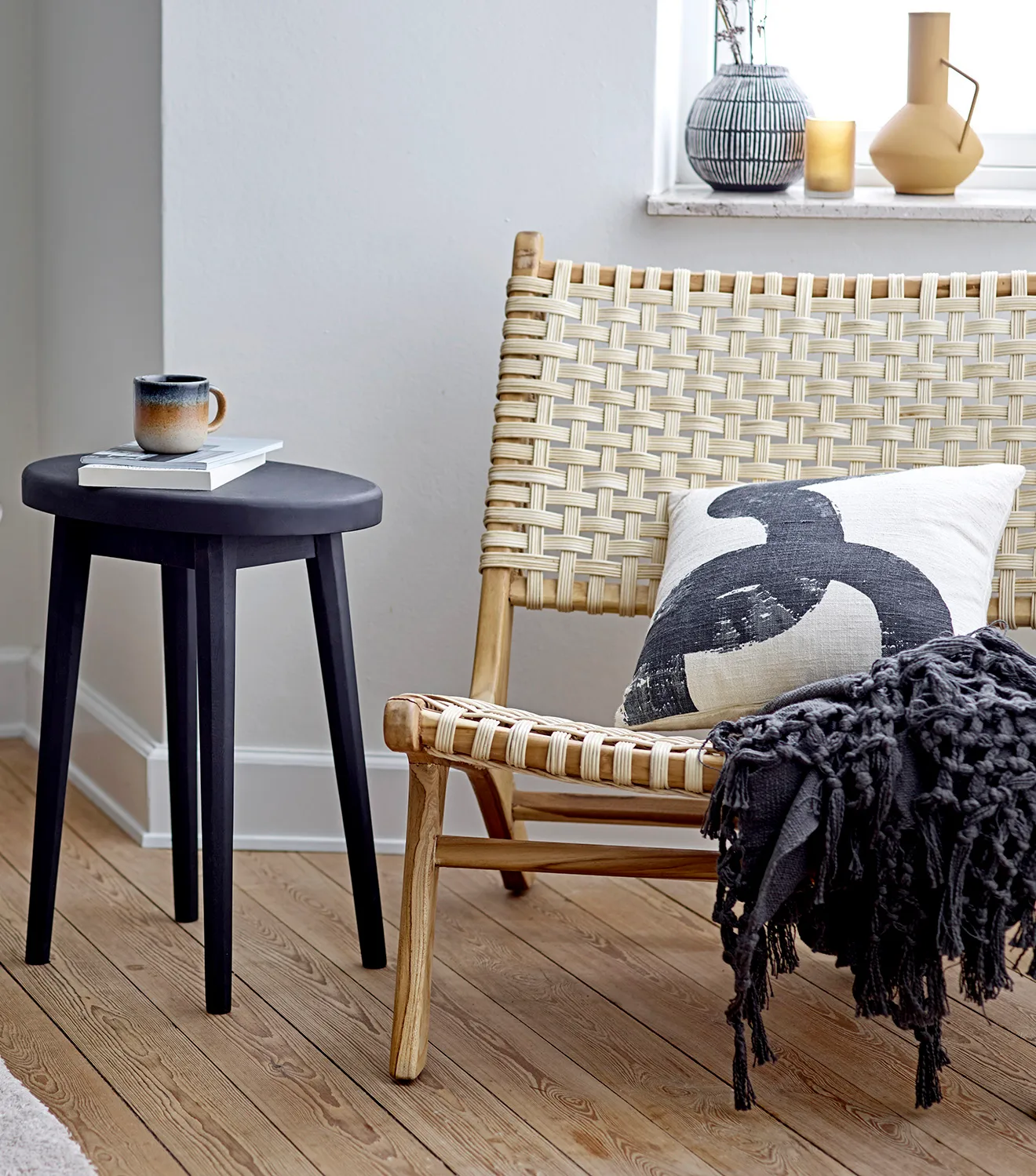 Bloomingville metal 花瓶 with handle 21 cm, 黄色 Bloomingville