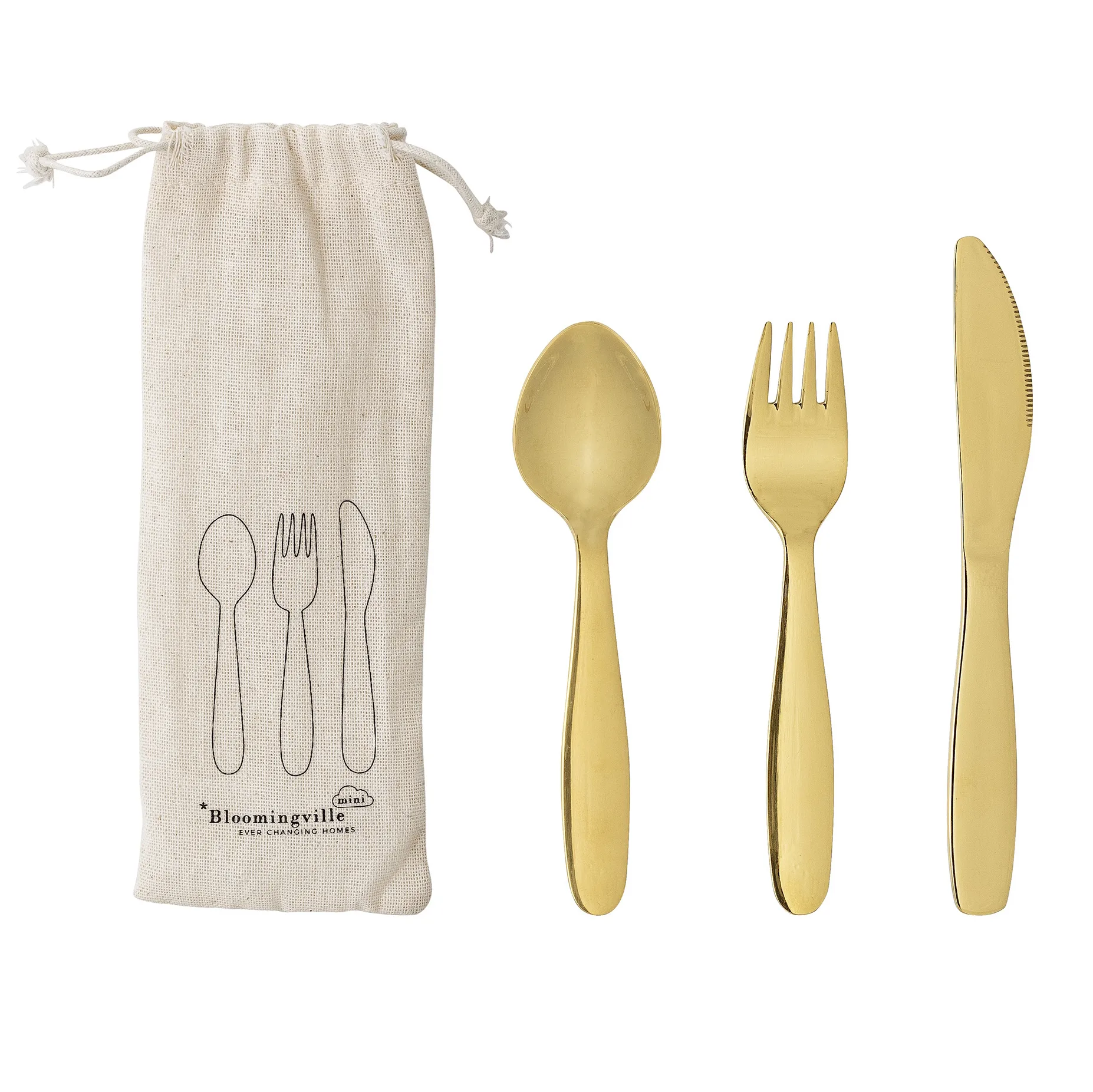 Bloomingville Mini children's 餐具 cutlery 3 pieces, gold Bloomingville