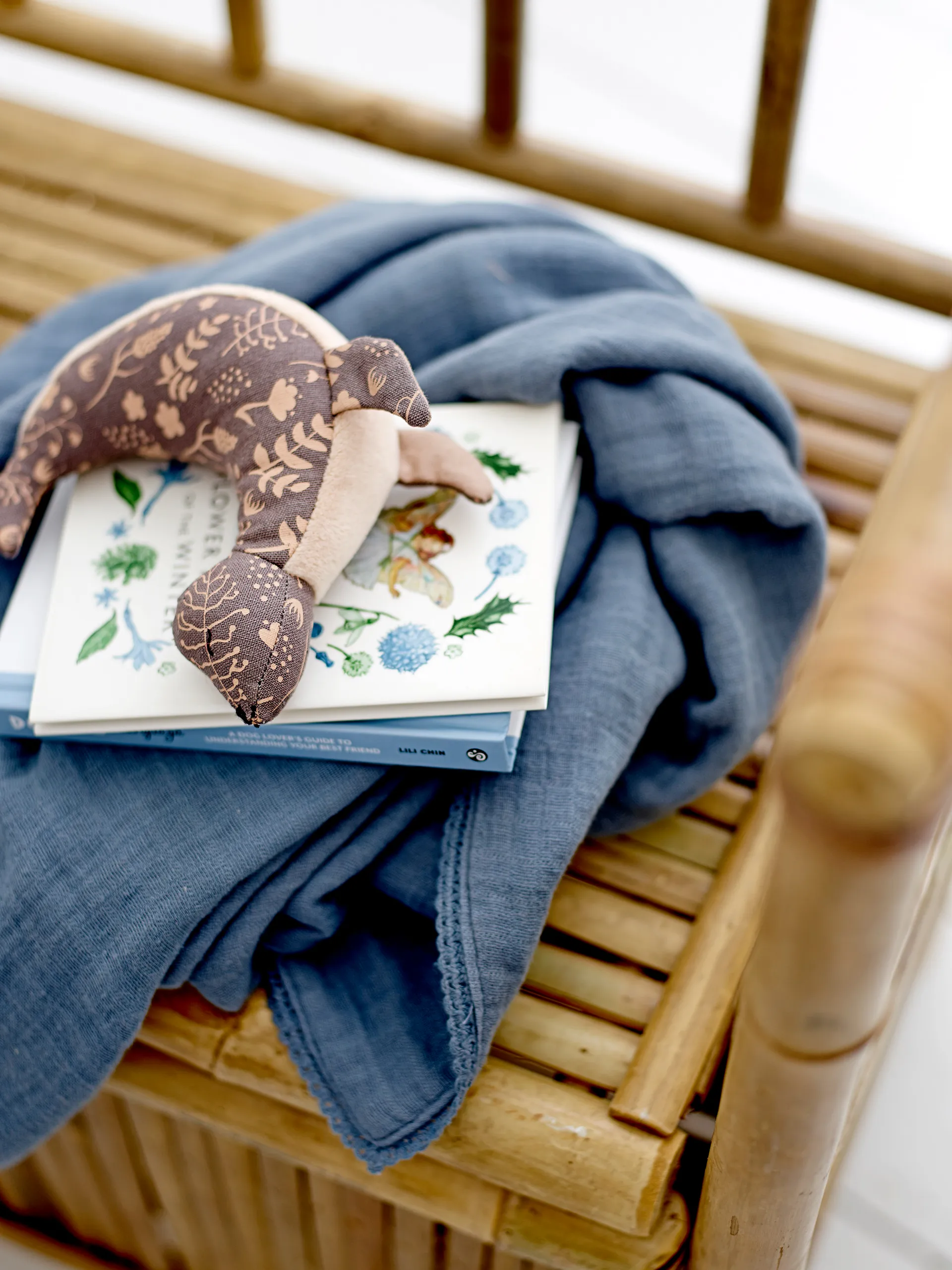 Bloomingville Muslin 毯子  80x100 cm, 蓝色 Bloomingville