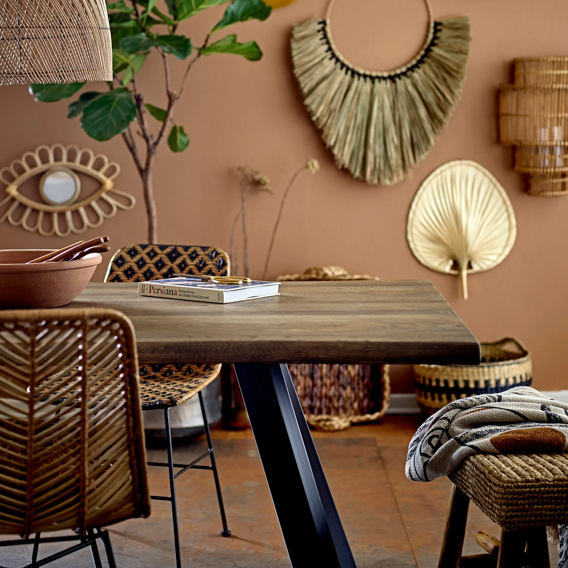 Bloomingville pattern 毯子  130x160 cm, 黑色 Bloomingville