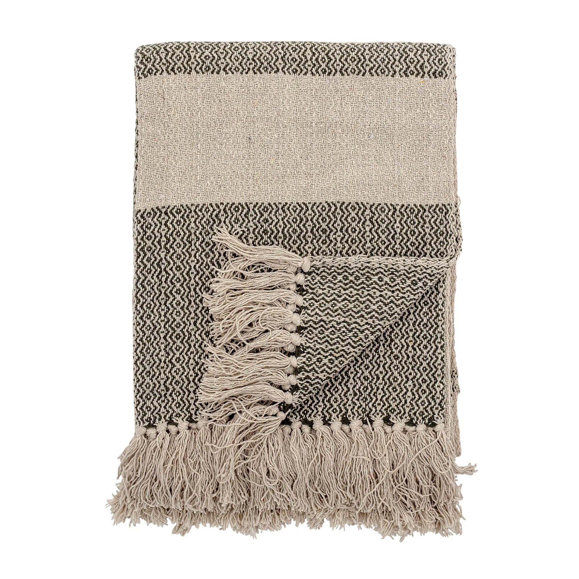 Bloomingville 毯子  stripy 130x160 cm, 绿色 Bloomingville