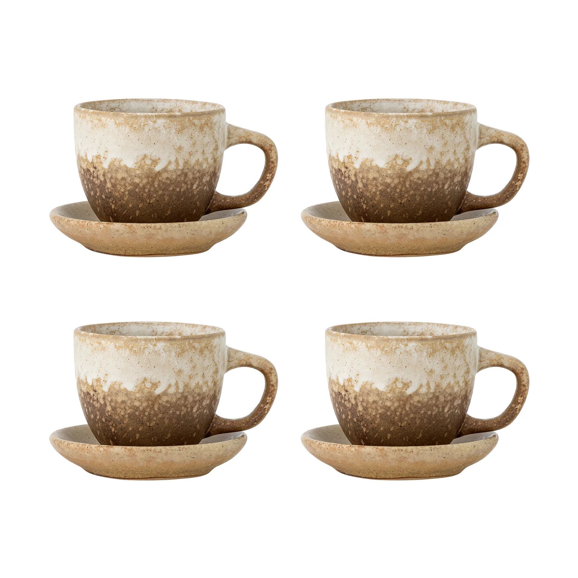 Brenta北欧风格带碟茶杯咖啡杯4件装, 自然色 Bloomingville