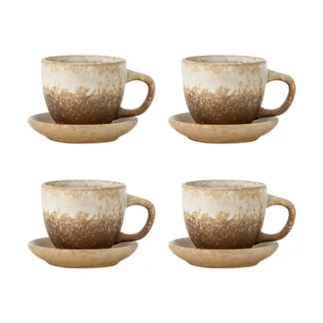 Brenta北欧风格带碟茶杯咖啡杯4件装 - 自然色 - Bloomingville