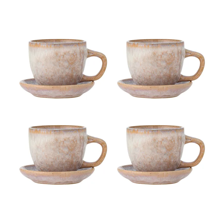 Brenta北欧风格带碟茶杯咖啡杯4件装 - 玫瑰色 - Bloomingville