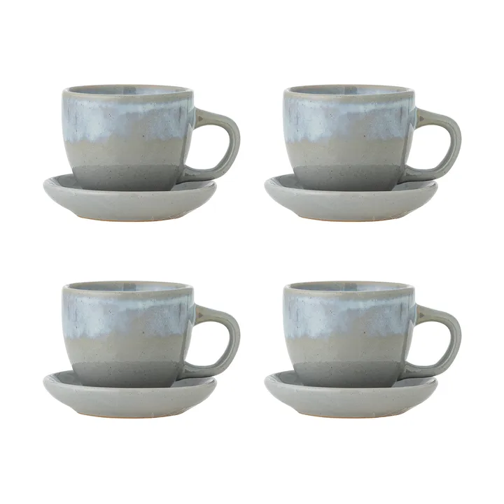 Brenta北欧风格带碟茶杯咖啡杯4件装 - 蓝色 - Bloomingville