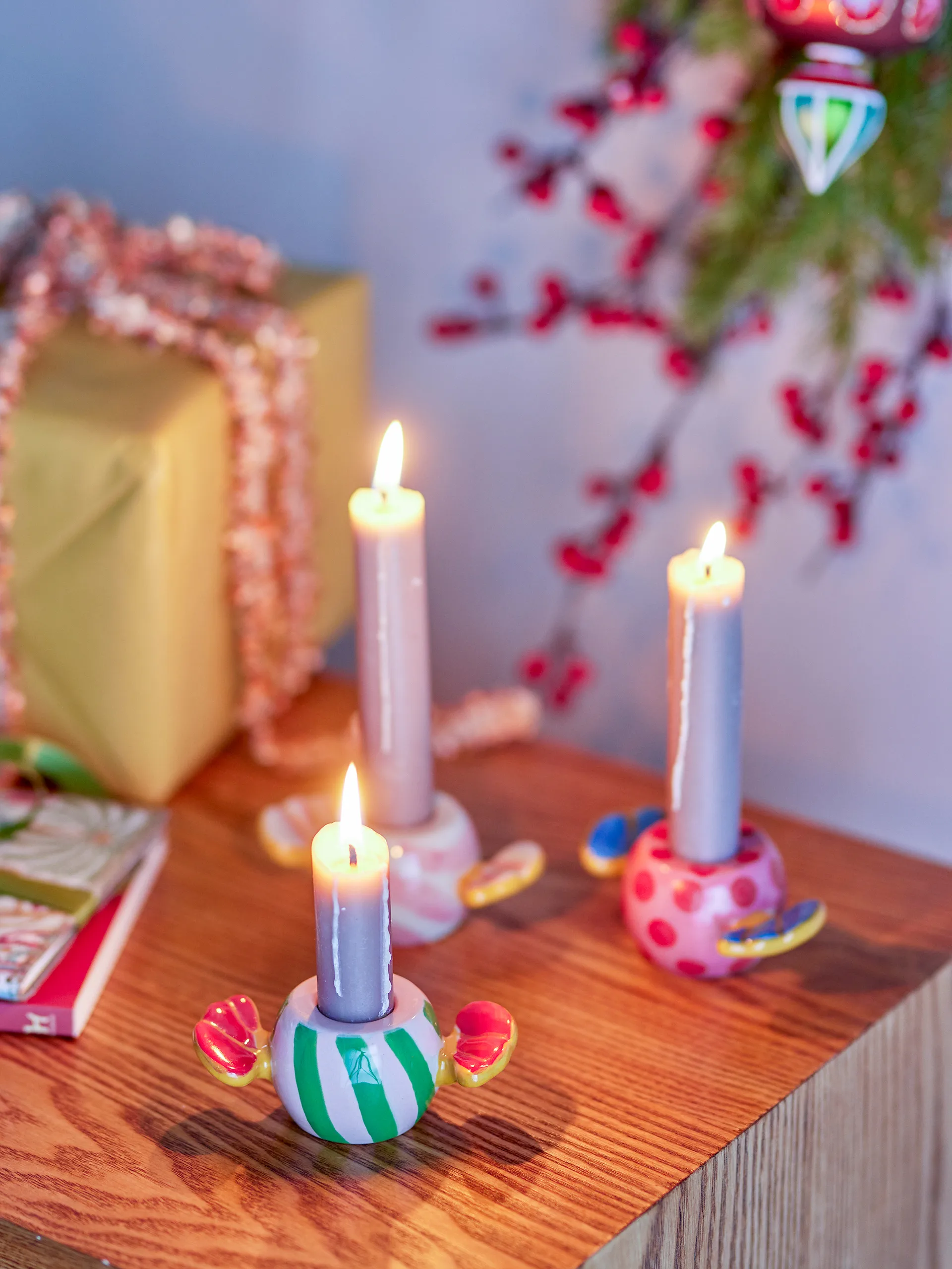 Caramella 蜡烛 holders 3件, 粉色 Bloomingville